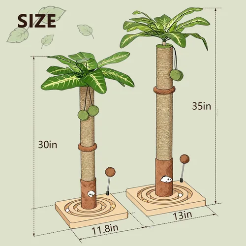Miniatura 6 de MECOOL Poste rascador para gatos de 35 pulgadas de alto, postes de rascar resistentes y de alta calidad con bola colgante y pista de bola, lindo