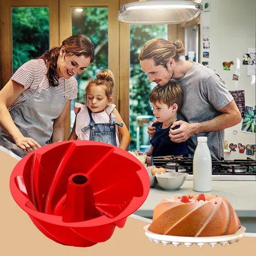 Miniatura 5 de Bandeja de silicona para pastel saphe, utensilios de hornear antiadherentes de 25 cm de diámetro para pastel, gelatina, jalea, pan, brownie, molde