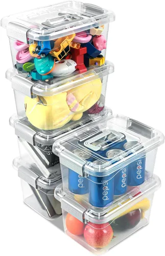 Miniatura 9 de EOENVIVS Contenedores de almacenamiento de plástico con tapas, paquete de 6 unidades, contenedores organizadores de almacenamiento de 7 cuartos