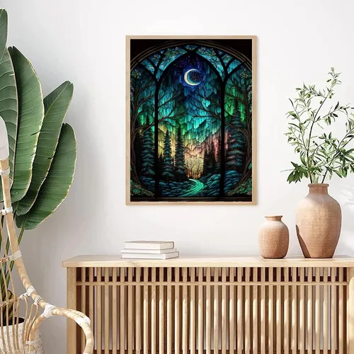 Miniatura 4 de bleihum Kit de pintura de diamantes de noche estrellada, arte de diamantes de árbol para adultos, manualidades de pintura de gemas para adultos
