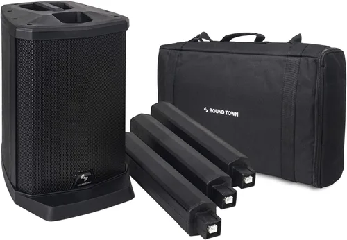 Miniatura 5 de Sound Town Sistema portátil de columna de matriz de línea PA/DJ con módulo de subbajos, TWS Bluetooth, mezclador de 3 canales incorporado, bolsa