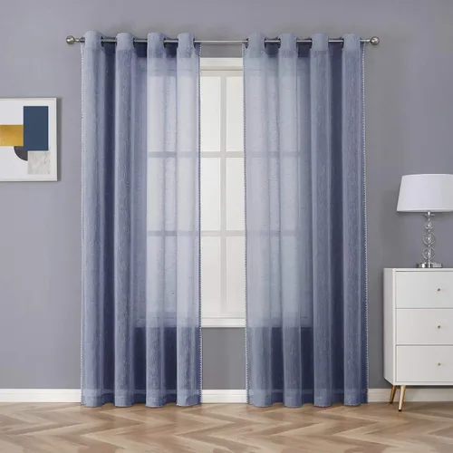 Miniatura 7 de Selectex - Cortinas transparentes de lino natural con bordes semitransparentes