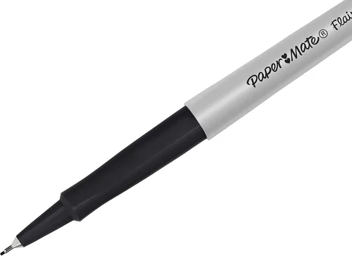 Miniatura 3 de Paper Mate Flair - Bolígrafos de punta de fieltro ultra fina (0.016 in), color negro, 12 unidades, perfectos para una escritura precisa y expresiva