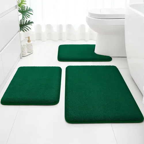 Miniatura 14 de HOMEIDEAS Juego de 3 alfombras de baño mejoradas, alfombras de baño de espuma viscoelástica ultra suaves, superabsorbentes, antideslizantes, Beige