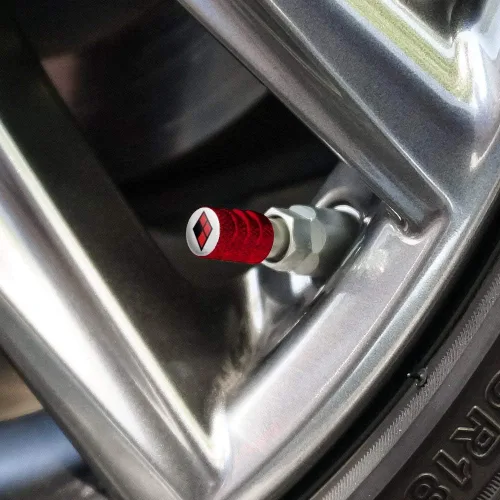 Miniatura 3 de Harley Quinn Diamond Logo Llanta Llanta Llanta Tapones de Válvula de Aluminio Rojo