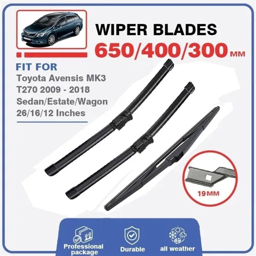 Miniatura 2 de Escobillas de limpiaparabrisas compatibles con Toyota Avensis T27 MK3 2009-2018, limpiaparabrisas delantero y trasero de automóvil, cortador