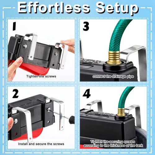 Miniatura 6 de Lounsweer Paquete de 4 válvulas de flotador de canal de agua para tanque de agua, válvula de flotador controlada, monitores de nivel ajustable