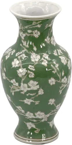 Miniatura 11 de Galt International Jarrón de Cerámica Floral de Grulla Chinoiserie Blanco y Azul de 14" - Jarrón Antiguo Pintado a Mano de Porcelana Estilo Chino