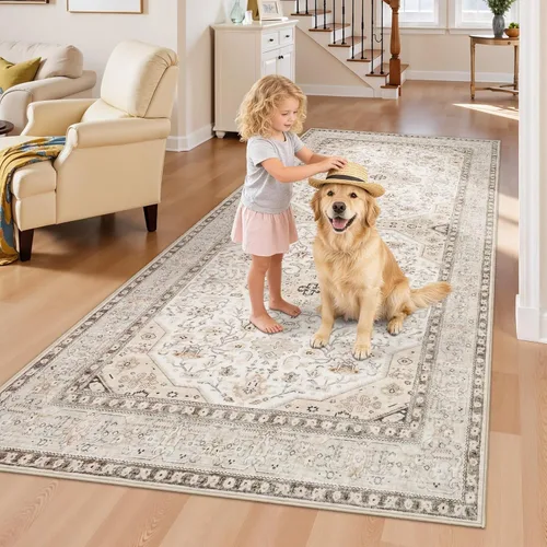 Miniatura 44 de Alfombras de área 9x12 para sala de estar: Alfombra oriental lavable de 108 pies cuadrados para dormitorio - Alfombra de pelo bajo ultra delgada