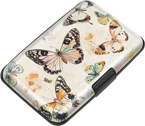 Miniatura 28 de Mini tarjetero para mujeres u hombres, tarjetero delgado con bloqueo RFID, estuche rígido para tarjeta de identificación, tarjetero de viaje, Negro