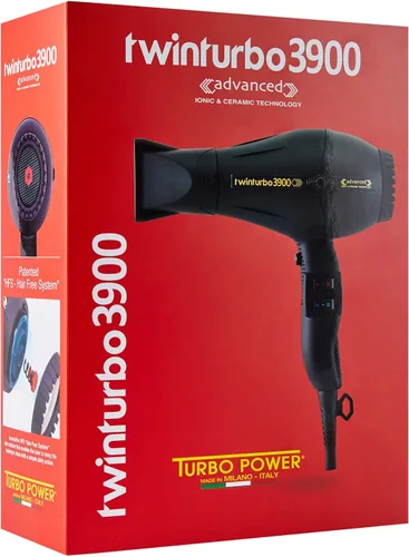 Miniatura 2 de Turbo Power - Secador de pelo Ionic Professional, negro, doble turbo soplador avanzado, viene con cepillo, (3900 TP)