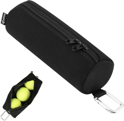 Bolsa de almacenamiento portátil para pelotas de pádel con gancho de metal, bolsa de transporte para pelotas de pádel con capacidad para 3 piezas de