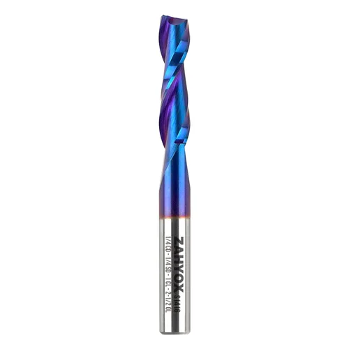 Miniatura 12 de ZahyoX Broca de enrutador de compresión de 1/4", broca CNC en espiral de corte hacia arriba y hacia abajo, fresa de carburo sólido con recubrimiento