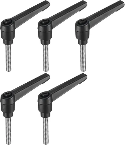 Miniatura 27 de uxcell 5 piezas de manija de palanca de sujeción ajustable M5 x 1.969 in de óxido negro métrico de acero al carbono macho roscado perillas de mano
