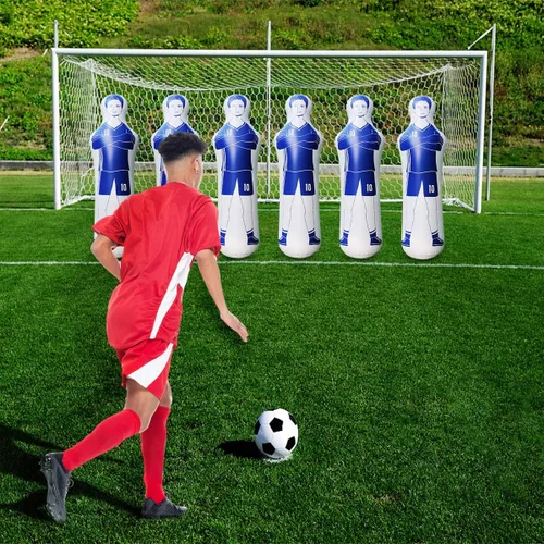 Miniatura 2 de SUNSHINEMALL Maniquíes inflables para práctica de fútbol americano con postes, equipo de entrenamiento de fútbol Muñeco de pared para portero