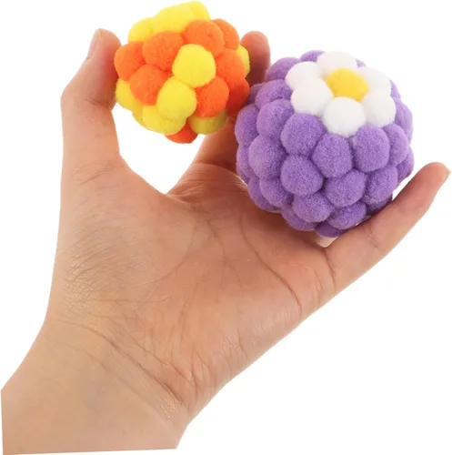 Miniatura 4 de Happyyami 10pcs Cat Balls with Built-in Bells Soft Colorful Fuzzy for Indoor Cats and Small Dogs Sturdy Interactive Chewing to Stimulate Hunting
