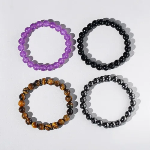 Miniatura 4 de XIUQILAI 4 pulseras de cristal curativo de 0.315in para mujeres y hombres, pulseras de la amistad, cuentas naturales, preciosas piedras