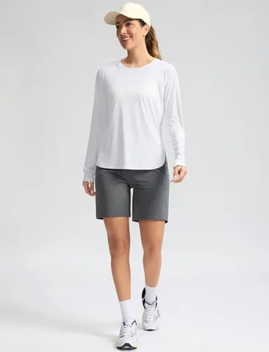 Miniatura 3 de Camisetas de sol para mujer, con protección ultravioleta FPU 50+, manga larga, ligera, de secado rápido, para entrenamiento, senderismo, para mujer