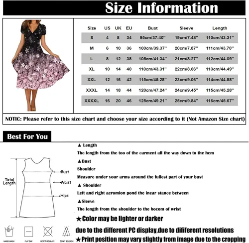 Miniatura 3 de ZEFOTIM Vestidos de verano para mujer 2023 de manga cortasin mangas, floral, cuello en V, vestido por debajo de la rodilla, vestidos casuales fluidos
