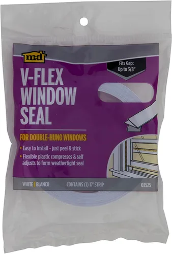 Miniatura 3 de M-D Building Products 3525 M-D 0 V-Flex burlete con parte trasera adhesiva, 17 pies de largo x 7/8 pulgadas de ancho, polipropileno, 1 paquete
