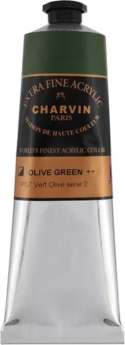 Miniatura 102 de Charvin Pintura acrílica profesional extrafina – verde absenta, tubo de 2.1 fl oz, pigmentos de triple fresado, resistente a la luz, pinturas