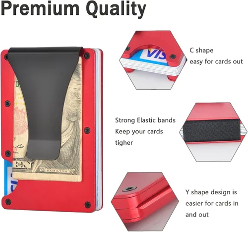Miniatura 5 de Kenpal Cartera de metal minimalista con clip para dinero organizador de aluminio para tarjetas de crédito para hombres y mujeres Minimalista