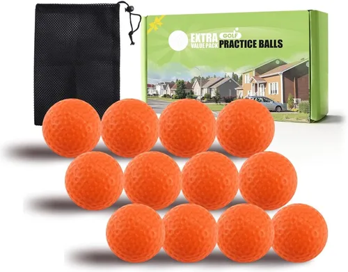Miniatura 9 de FINGER TEN Pelotas de práctica de golf de espuma de colores, paquete de 12, 24, 50 unidades, pelota de golf ligera de vuelo limitado para interiores
