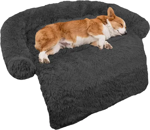 Miniatura 33 de Cama calmante para perro, tapete de felpa esponjoso para perros con protector de muebles con funda extraíble lavable para perros y gatos grandes