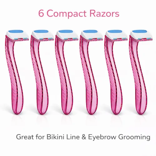Miniatura 5 de Paquete de 2 maquinillas de afeitar de bikini – Total 6 piezas – Afeitadoras desechables reutilizables para el área del bikini de mujer – Ideal