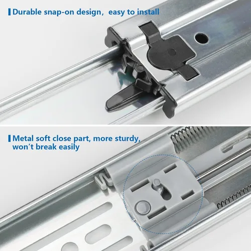 Miniatura 3 de homdiy 5 pares de cajones de cierre suave de 22 pulgadas - Diapositivas de rodamientos de bolas para gabinetes, extensión completa, deslizadores