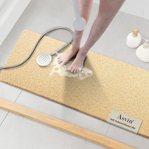 Miniatura 30 de Asvin Tapete de Baño con Textura Suave, para Ducha, Bañera, 24x16 Pulgadas, Libre de Ftalatos, Antideslizante, Tapetes Cómodos para Bañera