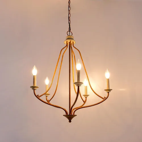 Miniatura 8 de Lámpara de araña retro de bronce de 5 luces, 25 pulgadas, estilo rústico antiguo, para isla de cocina, comedor y sala de estar (bronce retro)