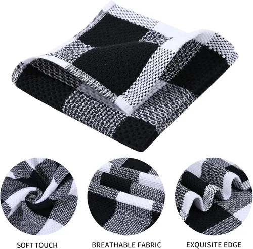Miniatura 2 de Mordimy Trapos de cocina a cuadros 100% algodón, 12 x 12 pulgadas, súper suaves y absorbentes, de secado rápido, trapos de cocina para cocina
