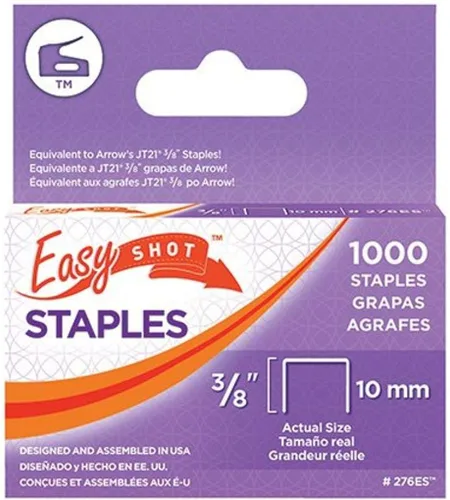 Arrow 276ES Easyshot - Grapas de alambre fino para pistolas de grapas, uso para manualidades, tela, reparaciones, hechas de acero galvanizado, 3/8