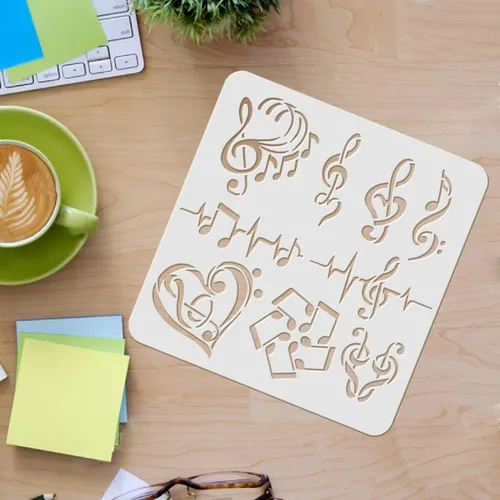Miniatura 3 de FINGERINSPIRE Plantillas de notas musicales – Plantilla de notas de corazón de plástico de 11.8 x 11.8 pulgadas, patrón de varias formas