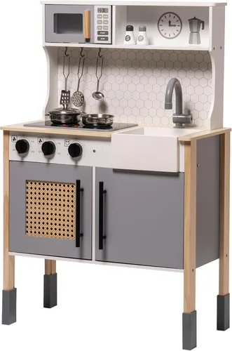 ROBOTIME Cocina de Juguete de Madera, Juego de Cocina para Niños y Pequeñitos, Cocina de Juguete para Niños con Luces y Sonidos, Juego de Cocina de