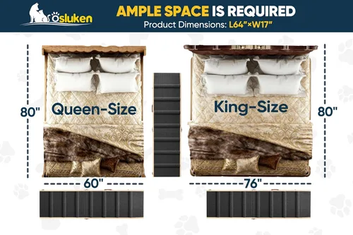 Miniatura 6 de Rampa para perros para cama, rampa plegable L64 W17 para perros pequeños y grandes, rampas para perros para camas altas de automóvil, alta tracción