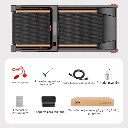 Miniatura 7 de DeerRun Cintas de correr para el hogar con inclinación y asas, cinta de correr plegable de 3.0 HP para espacios pequeños, máquina de correr plegable
