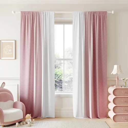 Miniatura 35 de Cortinas Ombre 100% Opacas de 63 Pulgadas de Largo 2 Paneles para Dormitorio Azul Blanco Patrón Degradado Oscurecimiento de Habitación Aislamiento
