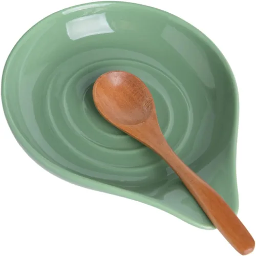 Miniatura 8 de Soporte para cuchara grande de cerámica, 6.2 x 5.2 pulgadas, resistente al calor, antiadherente, para estufa, acabado brillante, apto