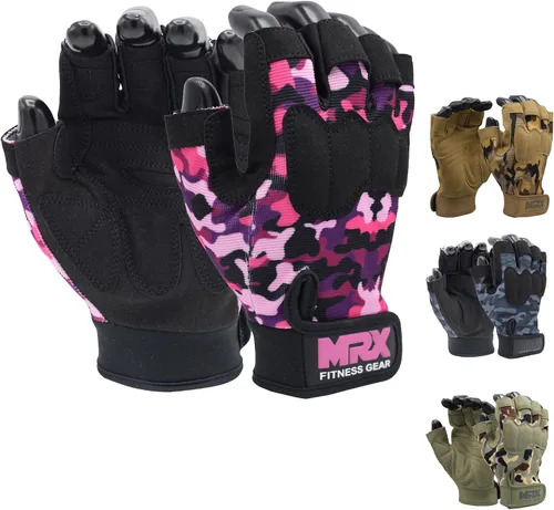 Miniatura 9 de MRX - Guantes de entrenamiento para hombres y mujeres, transpirables, guantes de ejercicio ajustados para levantamiento de pesas, ciclismo, negro