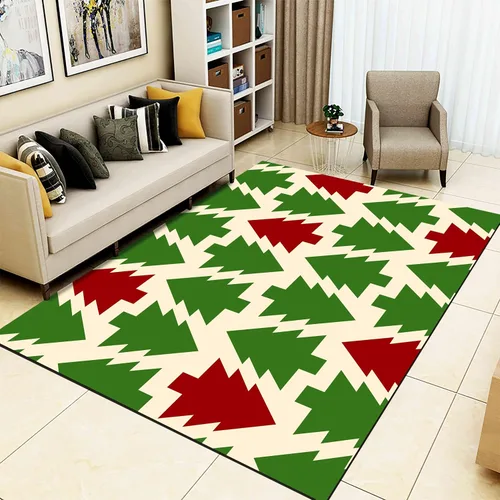 Miniatura 18 de Alfombra de área de decoración de habitación de Feliz Navidad, 2 x 3 pies, alfombra de árbol de Navidad con copos de nieve para dormitorio, alfombra