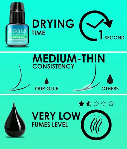 Miniatura 5 de Stacy Lash Pegamento Extra Fuerte Evolution Advanced para Extensiones de Pestañas (0,17 fl oz / 5 ml) / Seco en 1 Segundo / Retención de 6 Semanas