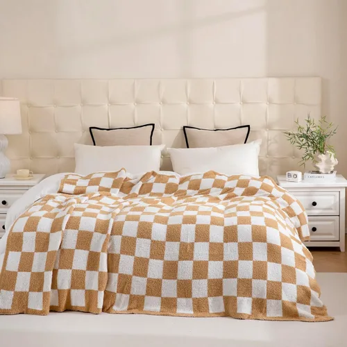 Miniatura 2 de YIRUIO Manta Throw a Cuadros Tablero de Ajedrez Esponjosa Peluda Cálida Cómoda Reversible Súper Suave Acogedora para Decoración del Hogar Cama Sofá