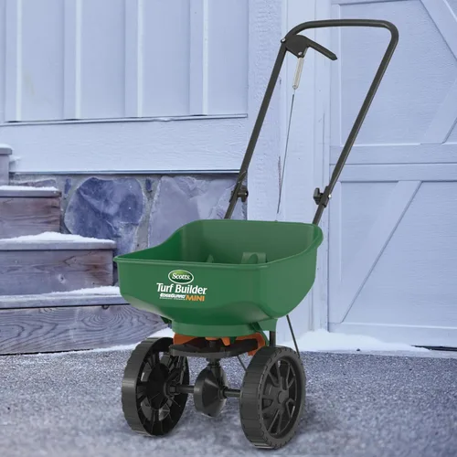 Miniatura 2 de Scotts Turf Builder EdgeGuard - Mini esparcidor de difusión para semillas, maleza y fertilizante, sal, derretimiento de hielo, esparcidor manual