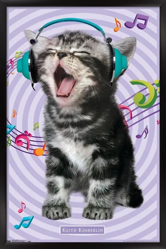 Miniatura 12 de Trends International Keith Kimberlin - Gato - Póster de pared cantando, 14.725 x 22.375 pulgadas, versión con marco de madera tipo granero
