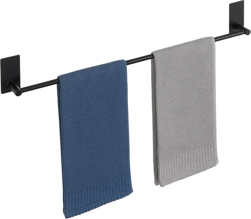 Miniatura 11 de Alise Toalleros para baño, barra para toallas adhesiva de acero inoxidable SUS 304 de 12 pulgadas sin taladro, toallero negro mate de fuerte