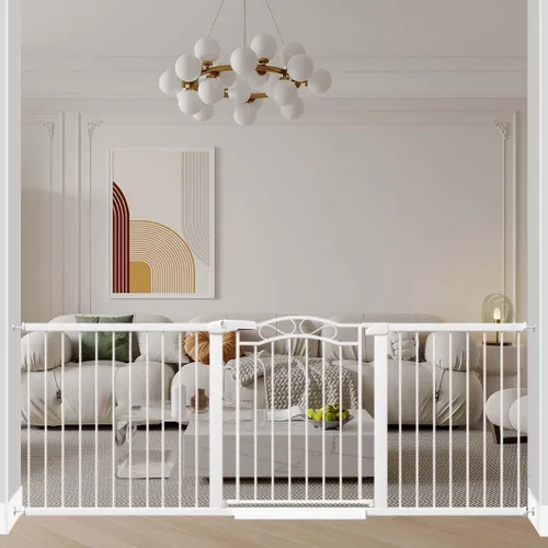 Miniatura 19 de Fairy Baby Puerta de bebé extra ancha de 29.5 a 40.5 pulgadas, puerta de seguridad infantil de metal para niños o mascotas, puertas largas