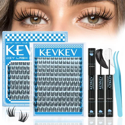 Miniatura 20 de KevKev Lash Cluster Glue, Lash Bond and Seal Lash Glue for Eyelash Clusters Waterproof Strong Hold for 72h Individual Eyelash Glue Non-Irritating