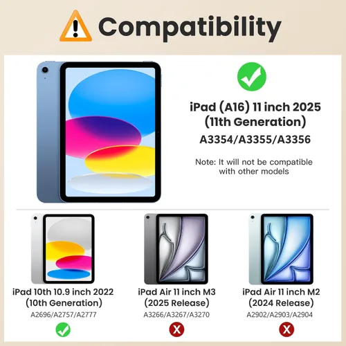 Miniatura 2 de MoKo Funda para iPad A16 de 11 pulgadas, funda para iPad de 11ª/10ª generación (2025/2022) con soporte para lápices y bolsillo, cubierta de soporte
